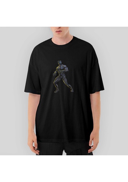 Black Panter Gold Oversize Siyah Tişört