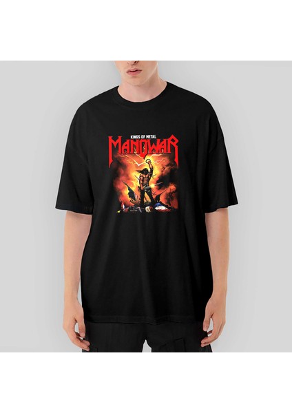 Manowar Kings Of Metal Oversize Siyah Tişört