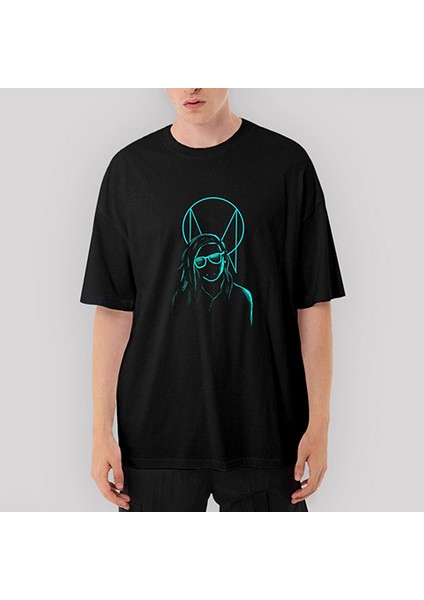 Skrillex Silliuette Oversize Siyah Tişört