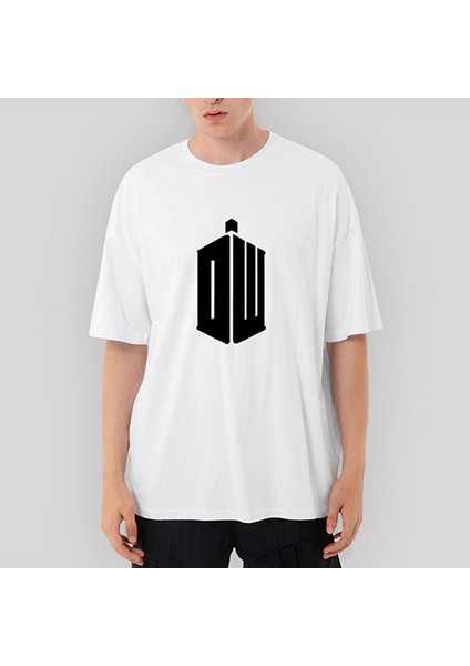 Doctor Who Logo Oversize Beyaz Tişört