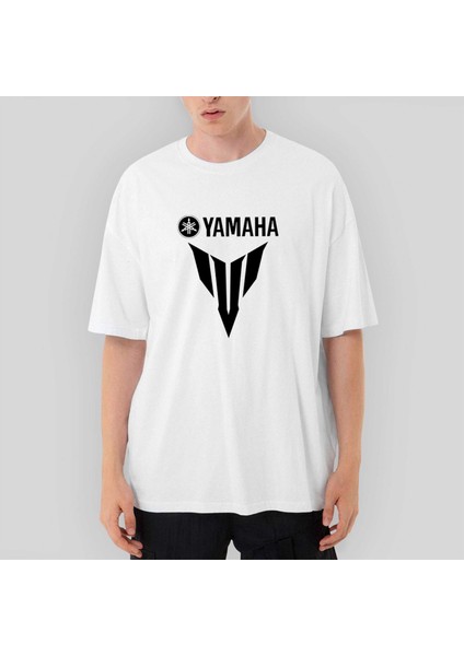 Ymha MT07 Black Oversize Beyaz Tişört