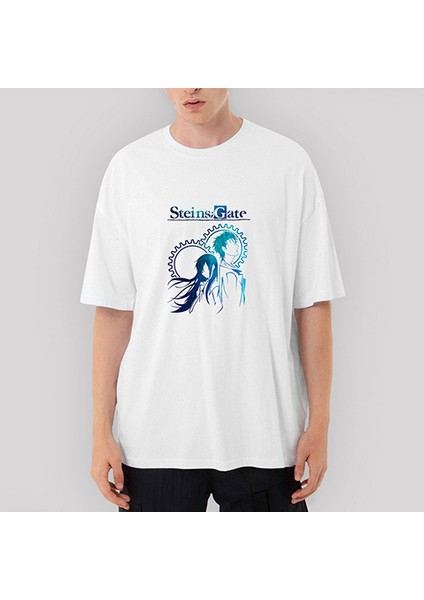 Steins Gate Oversize Beyaz Tişört