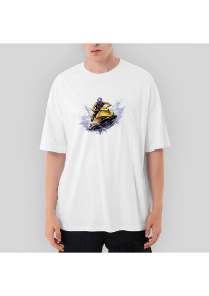 Jetski Snowboard Oversize Beyaz Tişört
