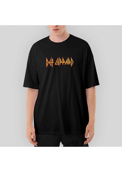Def Leppard Logo Oversize Siyah Tişört