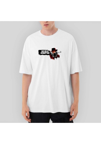 Red Dead Redemption 2 Afiş Oversize Beyaz Tişört