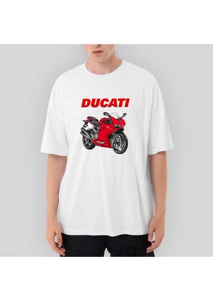Ducati 959 Oversize Beyaz Tişört