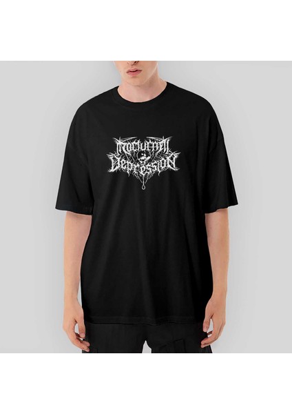 Nocturnal Depression Logo Oversize Siyah Tişört