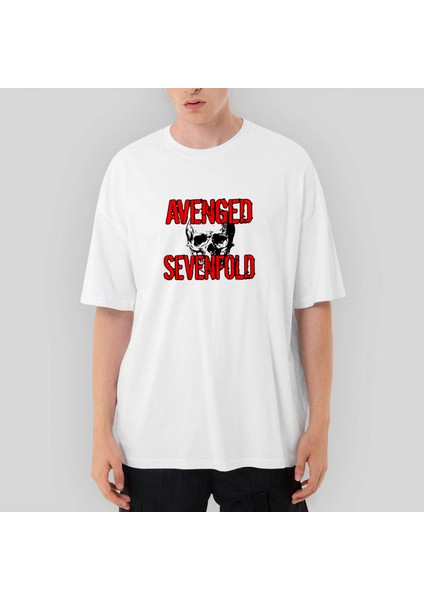 Avenged Sevenfold Skull Oversize Beyaz Tişört