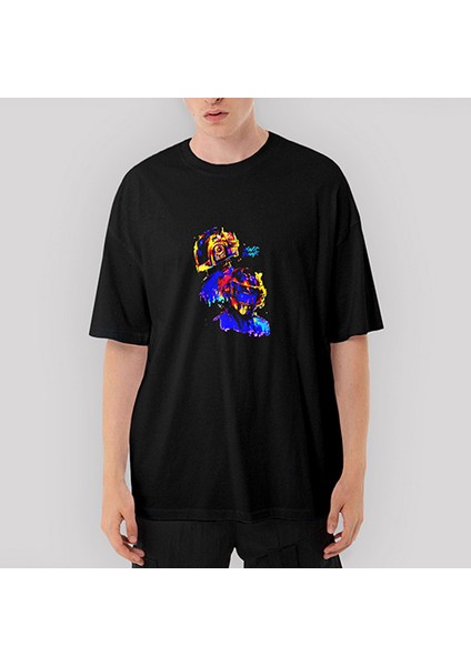 Daft Punk Splash Oversize Siyah Tişört