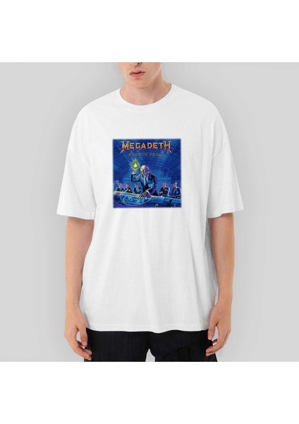Megadeth Rust In Peace Oversize Beyaz Tişört