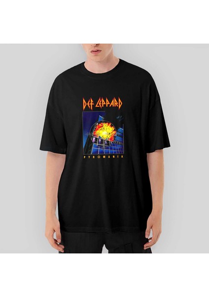 Def Leppard Pyromania Oversize Siyah Tişört