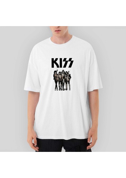 Kiss Anime Oversize Beyaz Tişört