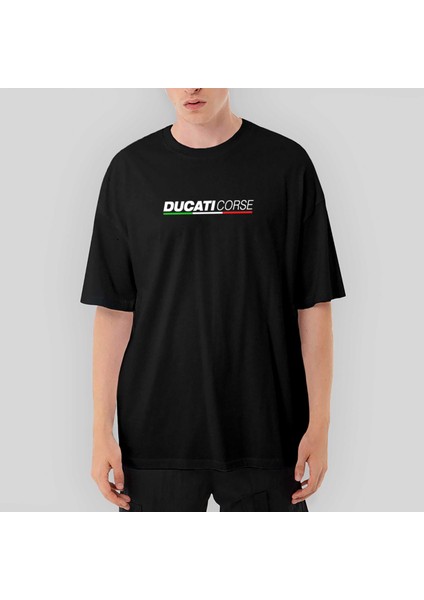 Ducati Corse Text Oversize Siyah Tişört