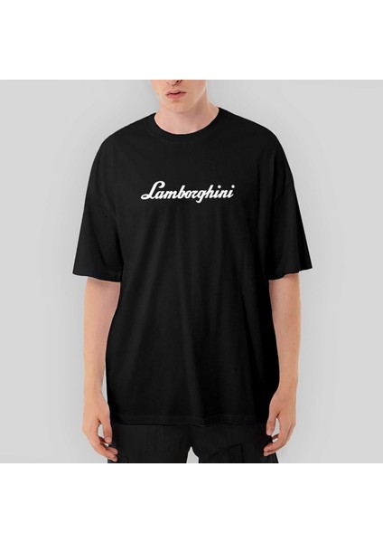 Lamborghni Text Oversize Siyah Tişört