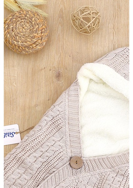 Kız Erkek Bebek Tavşan Kulak Düğmeli Krem Anakucağı Kundak STL6816 fiyatları