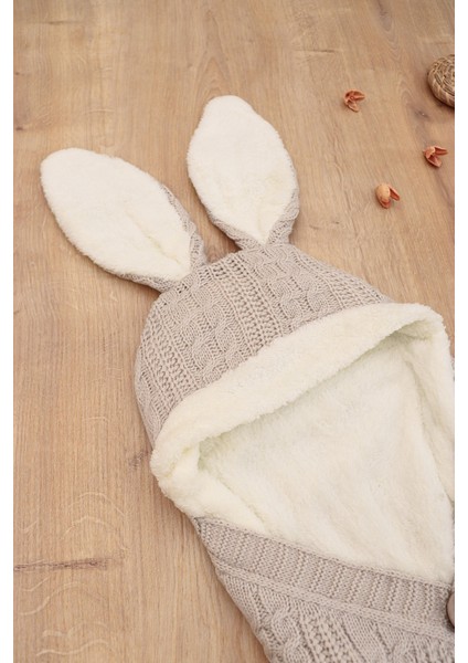 Kız Erkek Bebek Tavşan Kulak Düğmeli Krem Anakucağı Kundak STL6816 fırsatları