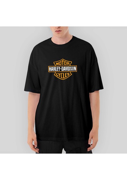 Harley Chopper Cycles Logo Oversize Siyah Tişört