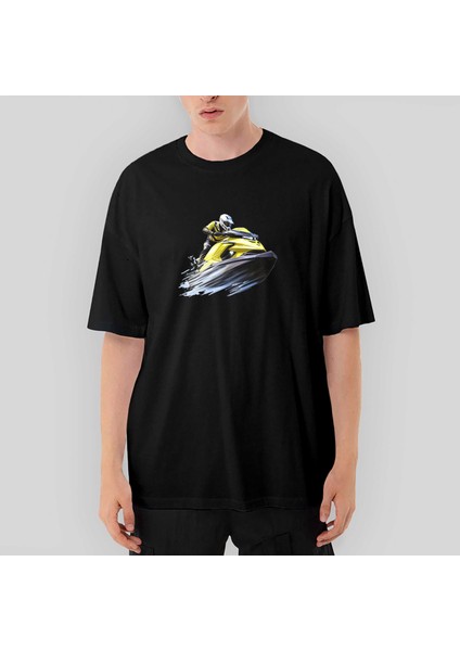 Jetski Tour Oversize Siyah Tişört