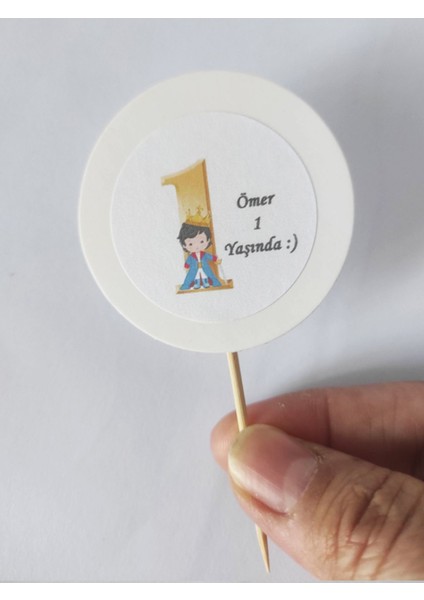 20 Adet Kişiye Özel Mavi Yuvarlak Bayraklı 1 Yaş Kürdanı - Toothpick fırsatları