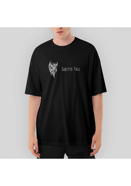 Sanitys Fall Text Oversize Siyah Tişört