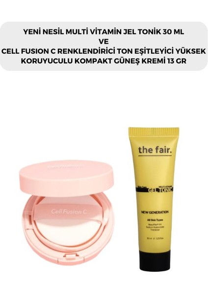 The Fair. Multi Vitamin Jel Tonik 30 ml ve Cell Fusion C Renklendirici Kompakt Güneş Kremi 13 gr