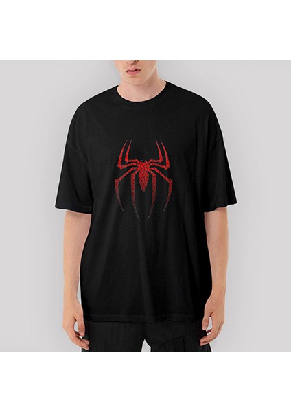 Spiderman Suit Oversize Siyah Tişört