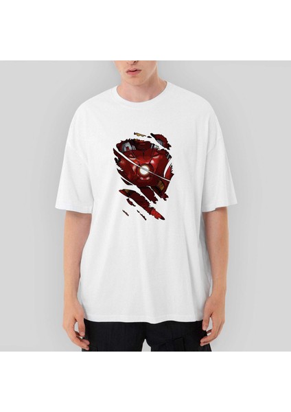Iron Man Body Oversize Beyaz Tişört