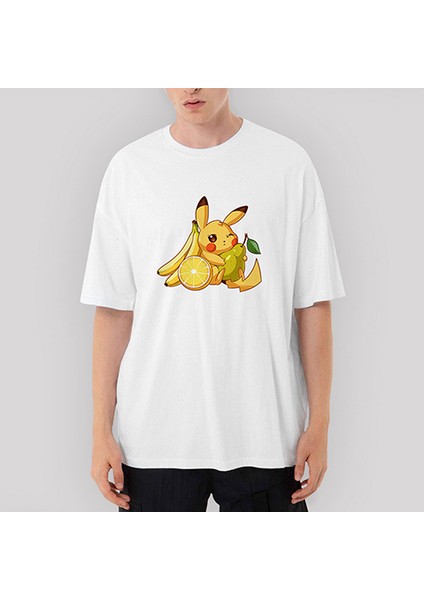 Pikachu Fruit Oversize Beyaz Tişört