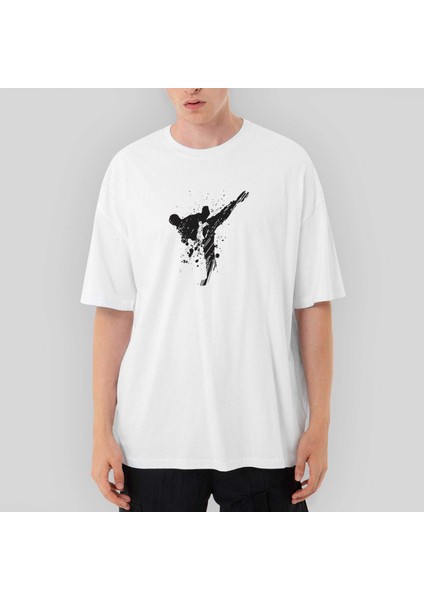 World Karete Fighter Oversize Beyaz Tişört