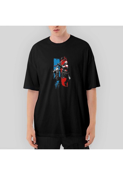 God Of War Atreus Kratos Family Oversize Siyah Tişört