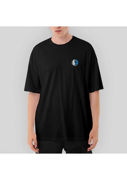 Dallas Mavericks Logo Oversize Siyah Tişört