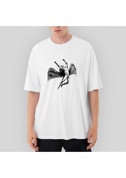 LED Zeppelin Icarus Angel Oversize Beyaz Tişört