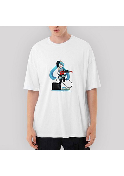 Future Tone Hatsune Miku Oversize Beyaz Tişört
