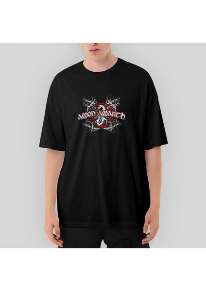 Amon Amarth Black And Red Oversize Siyah Tişört