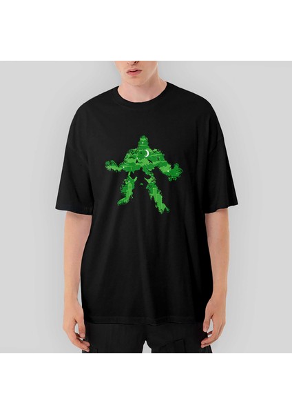 Hulk City Oversize Siyah Tişört