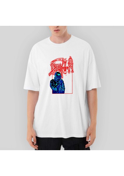 Death Lepros Oversize Beyaz Tişört