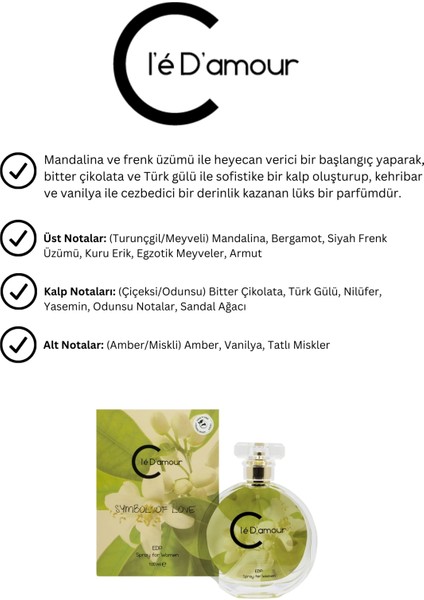 Cle D'Amour Symbol Of Love (Meyveli/Çiçeksi) Men - Kadın Parfüm 50 ml - Vegan fiyatları