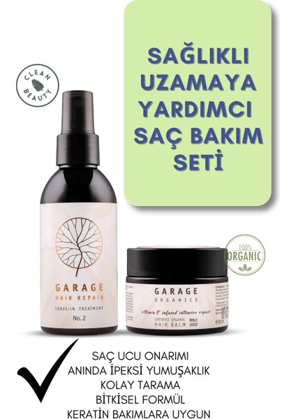 Sağlıklı Uzamaya Yardımcı Saç Bakım Seti - Durulanmayan Saç Kremi No.2 Sprey + Hair Balm