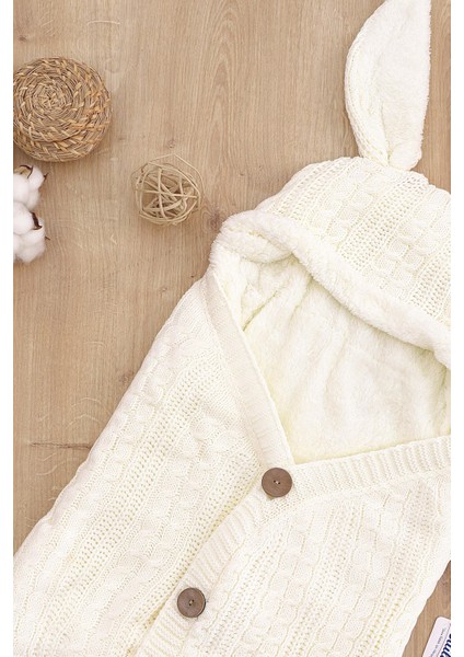 Kız Erkek Bebek Tavşan Kulak Düğmeli Krem Anakucağı Kundak STL6817 fiyatları