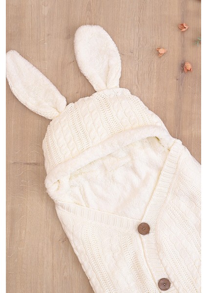 Kız Erkek Bebek Tavşan Kulak Düğmeli Krem Anakucağı Kundak STL6817 modelleri