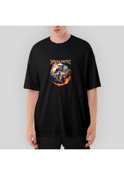 Megadeth Judge Skull Oversize Siyah Tişört