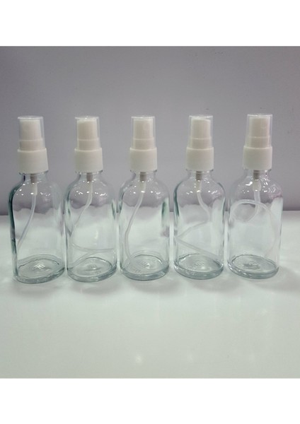 Spreyli Boş Cam Şişe Dezenfektan ve Kolonya Şişesi 50 ml x 5 adet