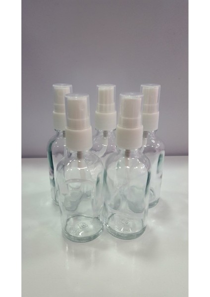 Spreyli Boş Cam Şişe Dezenfektan ve Kolonya Şişesi 50 ml x 5 adet