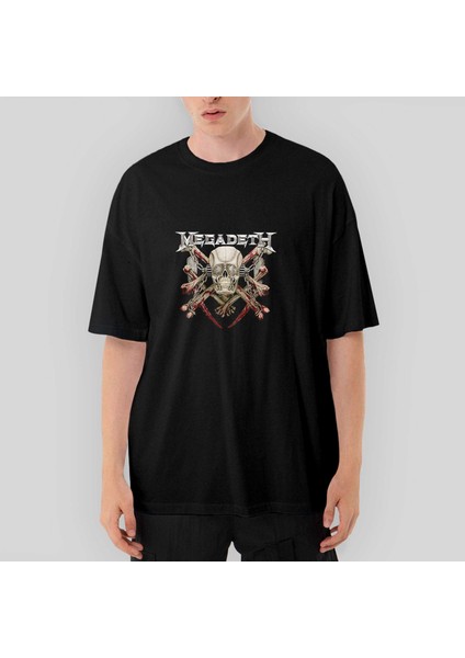 Megadeth Skull Oversize Siyah Tişört