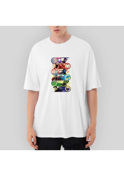 Marvel Heroes Oversize Beyaz Tişört