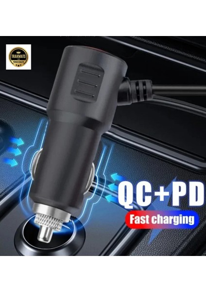 Peugeot Partner Tepe 2012 3'Lü Çakmak Girişi Çoğaltıcı Ve 2 Usb Soket - 120W, 12V/24V Araç Şarj Çözümü