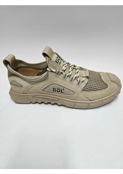 Deri Bej Rengi Yazlık Bağcıklı Esnek Kauçuk Taban Erkek Ayakkabı C-82314405