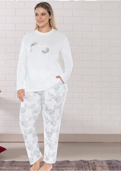 Büyük Beden Uzun Kol Örme Zen Pijama Takımı Yeni Sezon