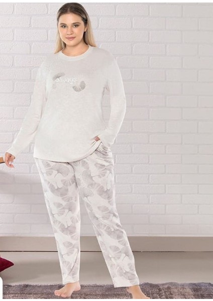 Büyük Beden Uzun Kol Örme Zen Pijama Takımı Yeni Sezon