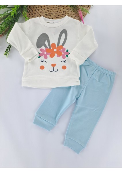 Kız Bebek / Çocuk Ikili Gündelik / Eşofman / Pijama Takımı Tavşan Baskılı